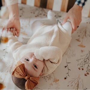 Cream Knit Baby Bubble Romper